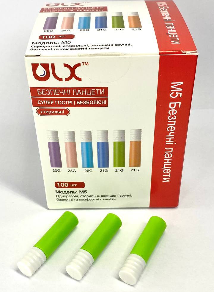 Ланцет безпечний ULX™, Модель M5, голка 21G, глибина 2.2 мм